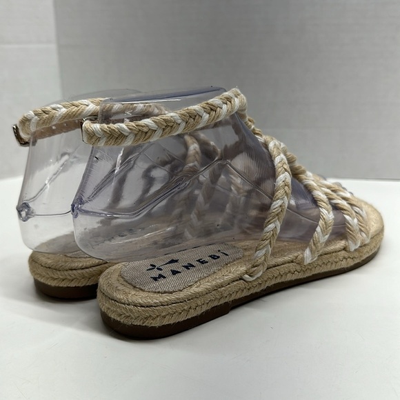 Manebi Yucatan Jute Rope Braided Espadrille Flat Sandals Shoes Tan White Size 36 - Picture 6 of 10